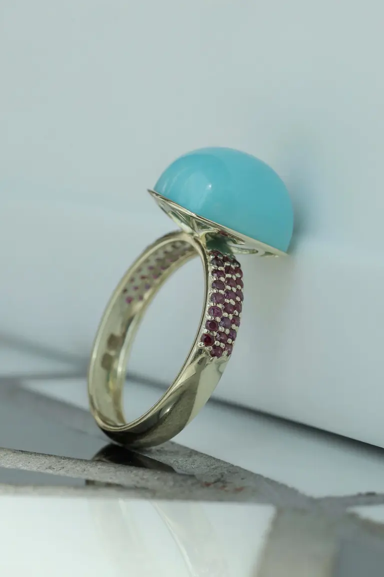 Ring with Turquoise (Rubies) — photo 2