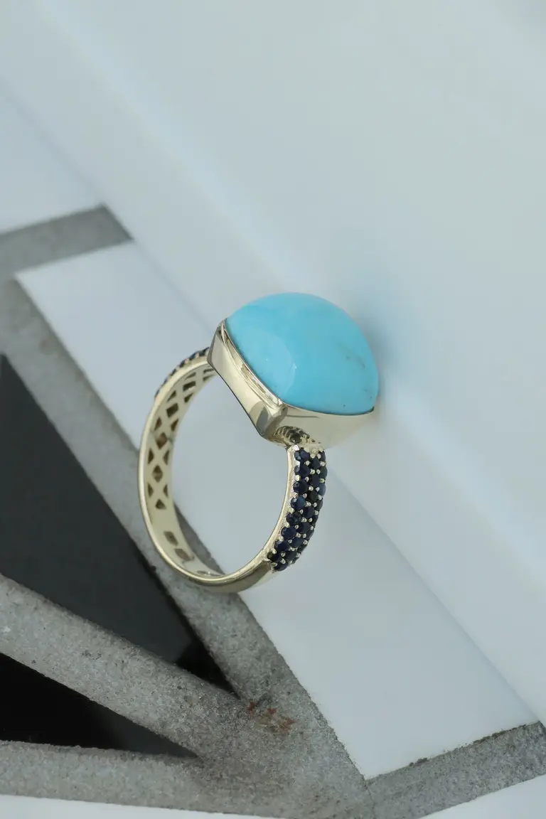 Ring with turquoise (sapphires) — photo 3