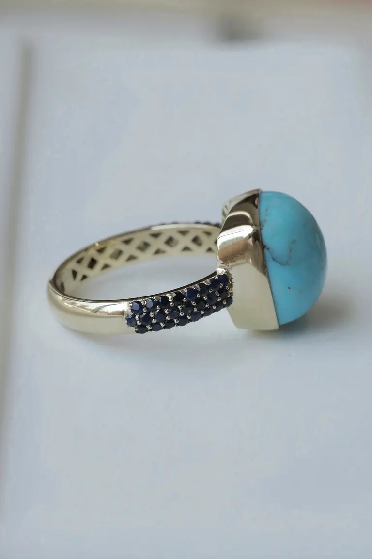 Ring with turquoise (sapphires) — photo 2