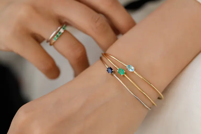 Cuff Bracelet with topaz — photo 4